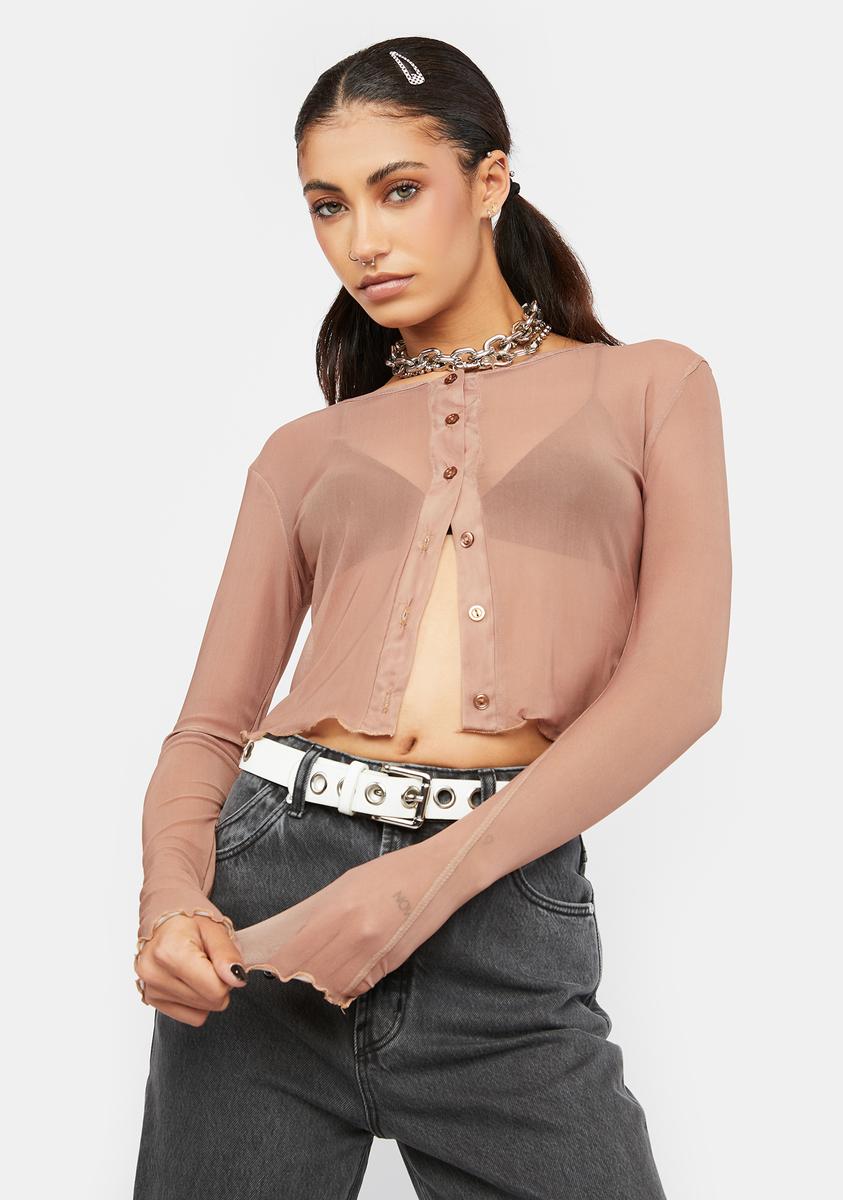 Brown Mesh Cardigan Daisy Street,All Products : American Fashion Style Bags On Sale