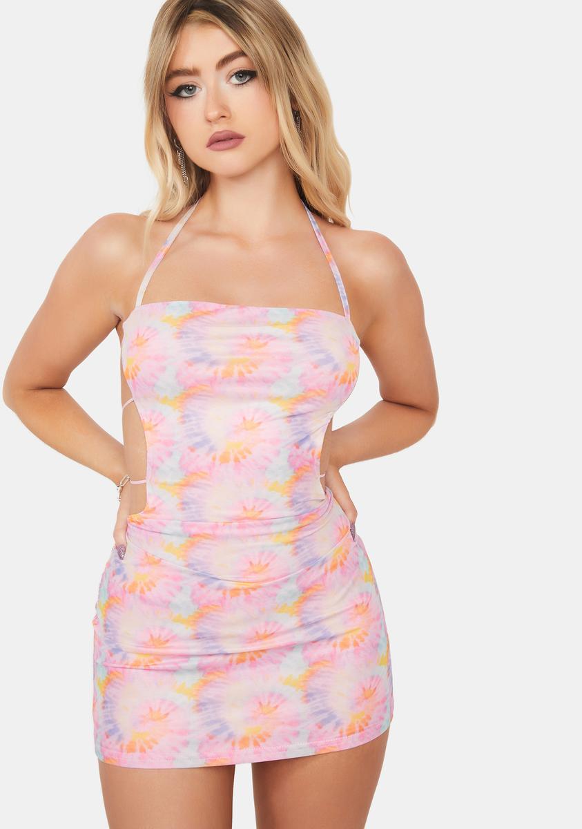 Trippy Tie-Dye Short Dress A