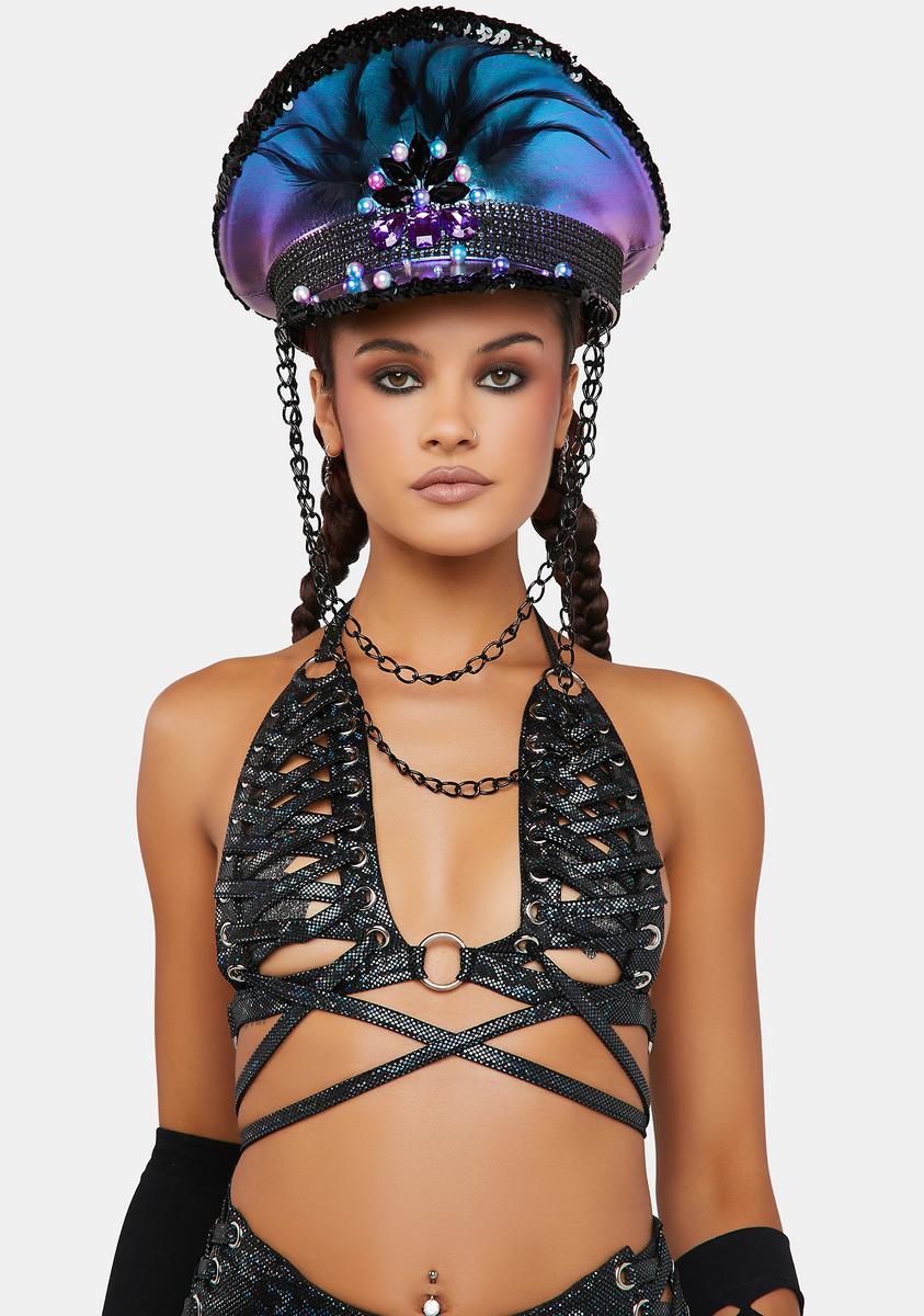 Black Broken Lace-Up Harness Triangle Top J Valentine,All Products : American Fashion Style Bags On Sale