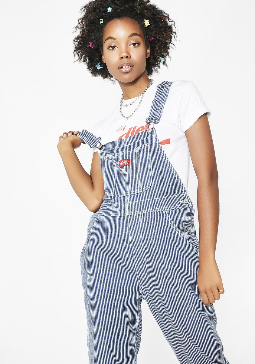 Dickies Girl Hickory Stripe Denim Overalls Dolls Kill
