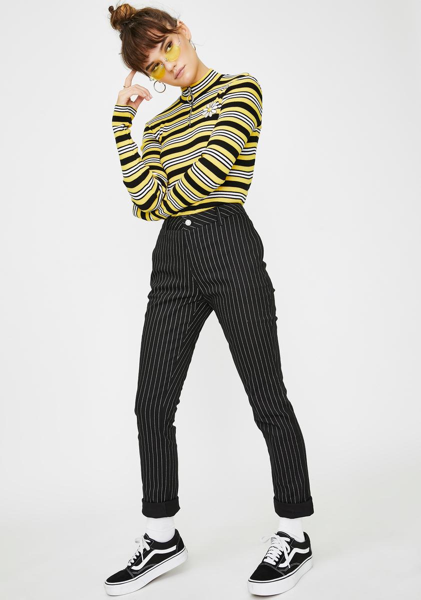 ✨完売　X-girl BARBED WIRE PINSTRIPE PANTS Current Mood Barbed Wire Pinstripe Pants - Black – Dolls Kill