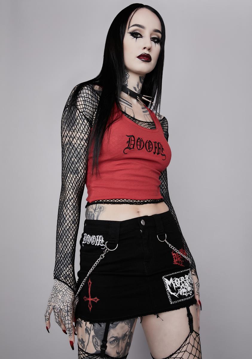 Widow Doom Skull Demon Patch Mini Skirt - Black – Dolls Kill