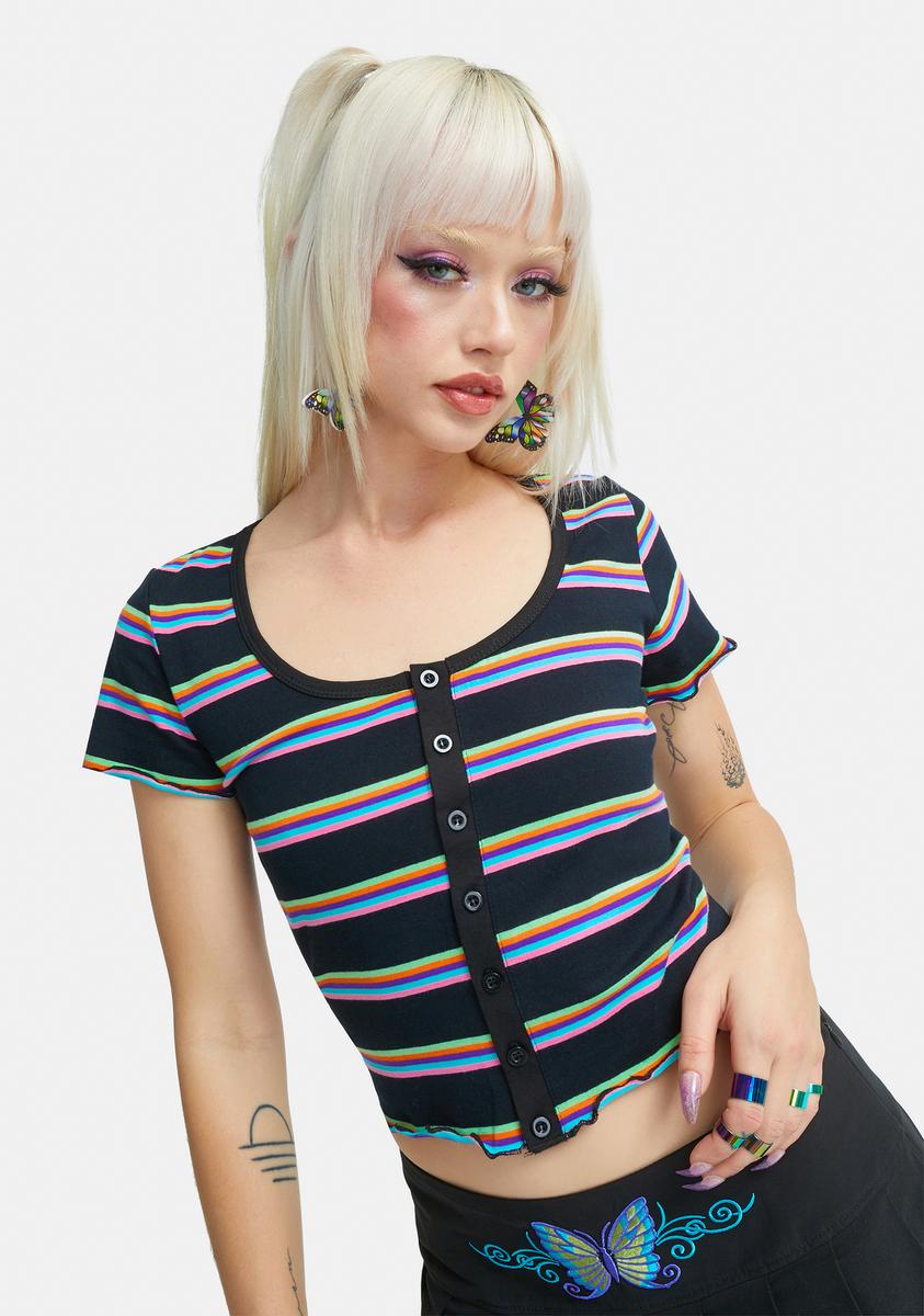 Abstract Reality Striped Button Up Tee Current Mood,All Products : American Fashion Style Bags On Sale