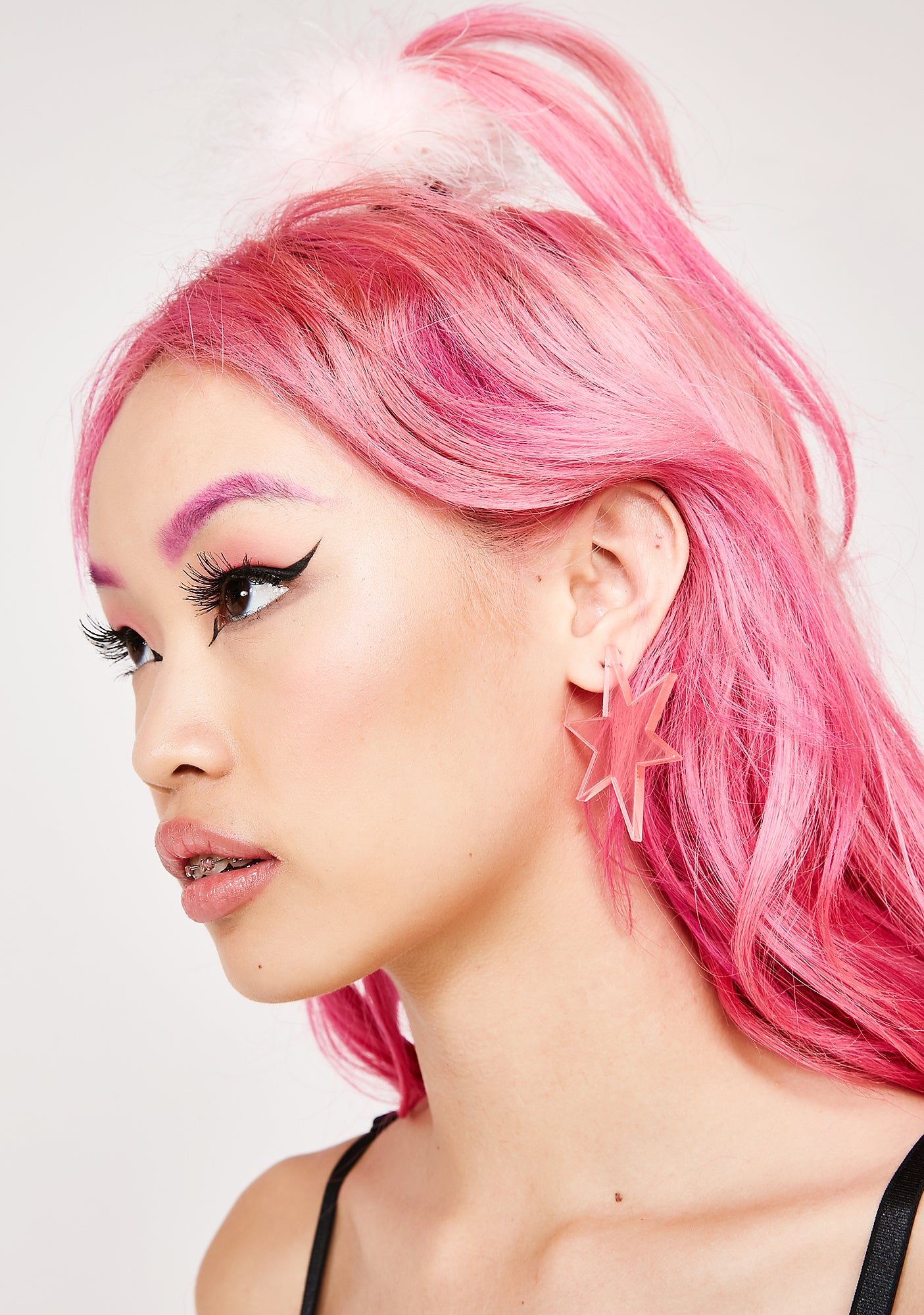 Sparkly Clear Pink Star Earrings – Dolls Kill