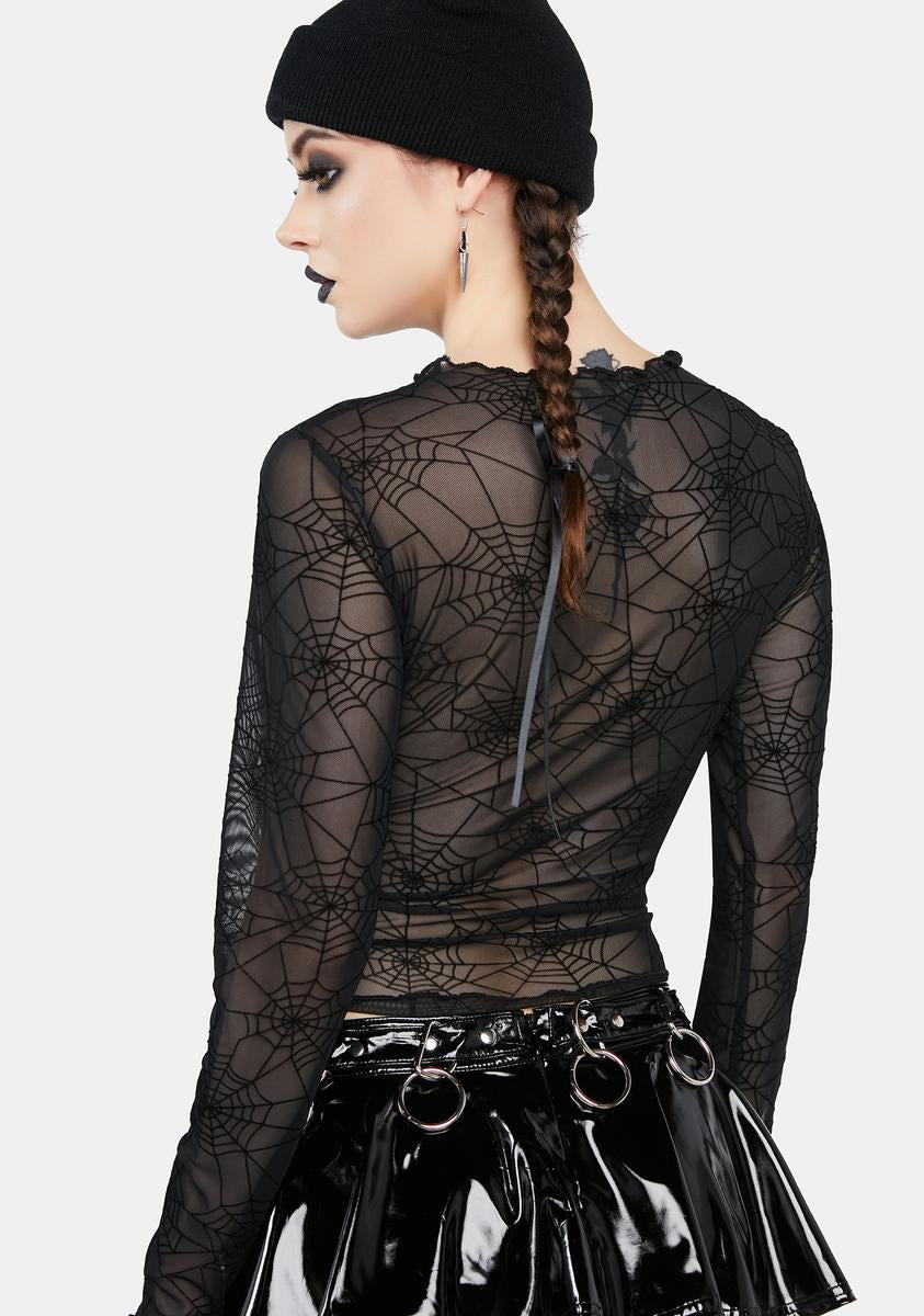 Forest Ink Spider Web Mesh Crop Top - Black – Dolls Kill