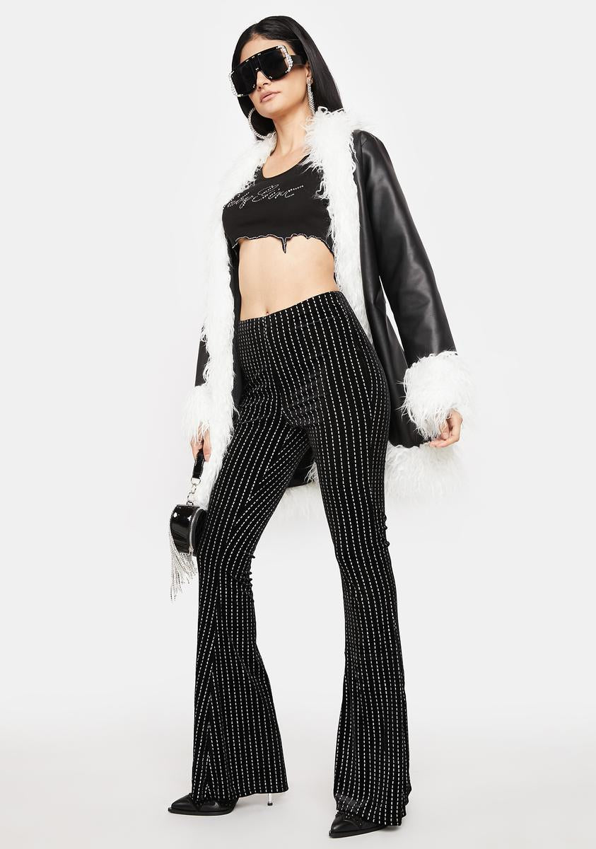 Glitter Stripe High Waist Velvet Flare Pants Black – Dolls Kill Glitter Stripe High Waist Velvet Flare Pants Black – Dolls Kill