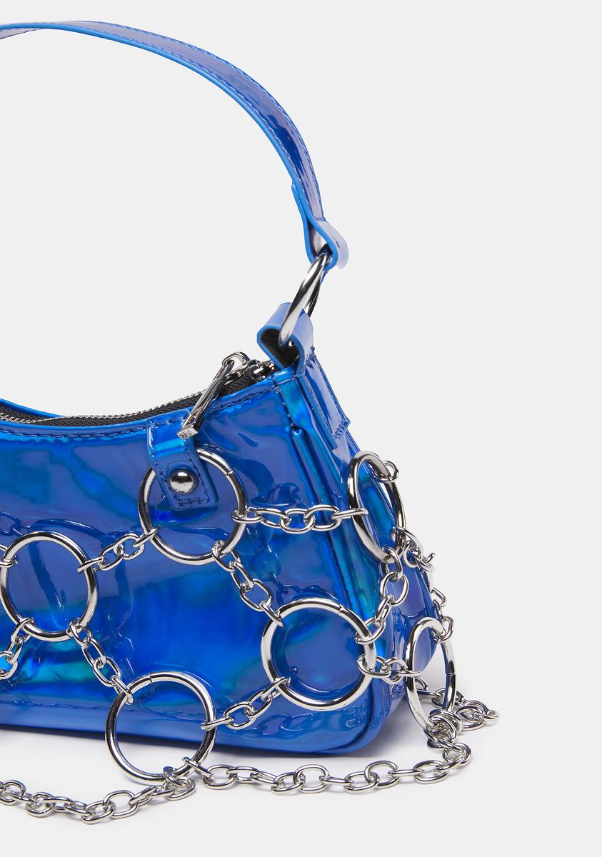 Poster Grl Holographic O Ring Chain Shoulder Bag Blue – Dolls Kill