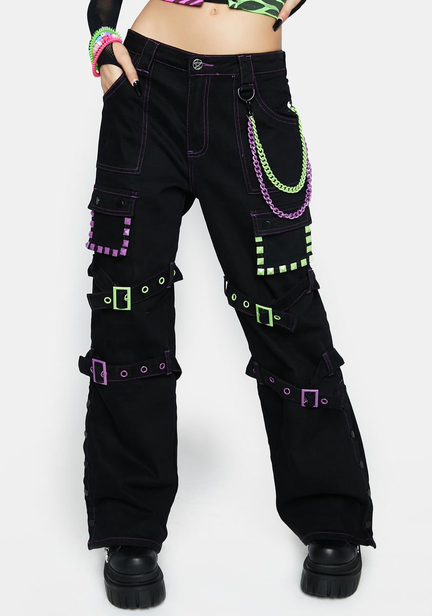 The Grave Girls Low-Rise Buckled Chain Cargo Pants - Black – Dolls Kill