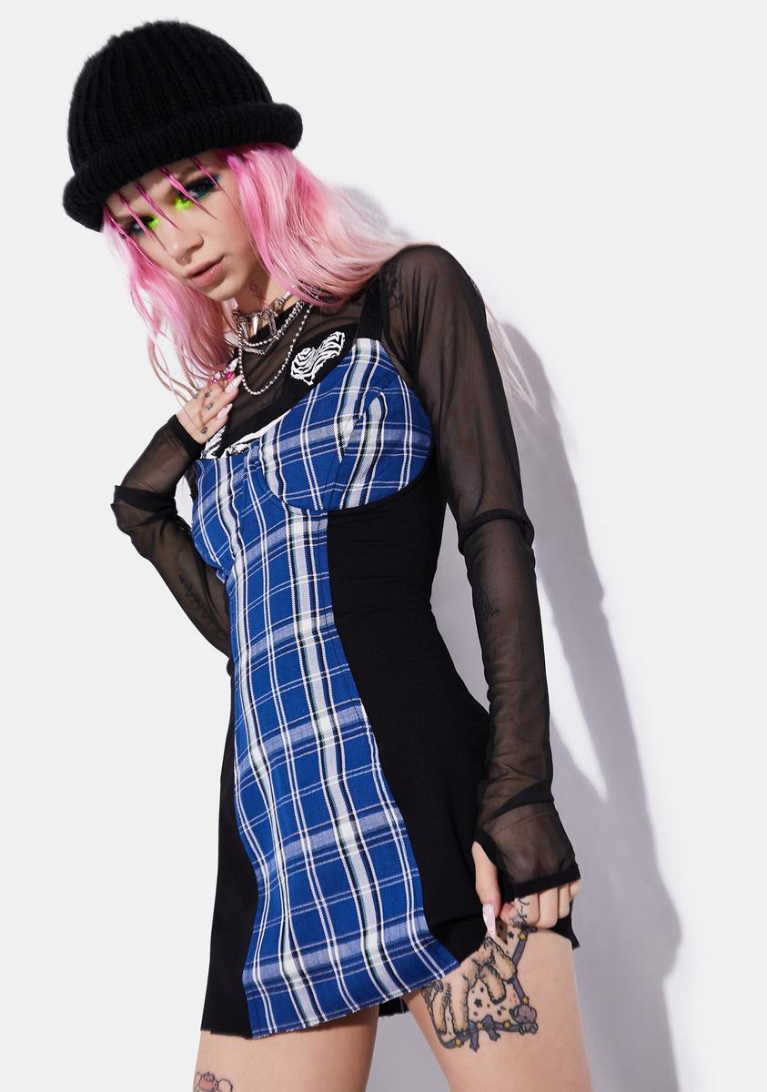 blue plaid corset dress Womens Corset Dress Elegant Strap Midi Dress Flowy Pleated Hem Low Cut Prom Dresses Bustier Dress Blue Plaid L