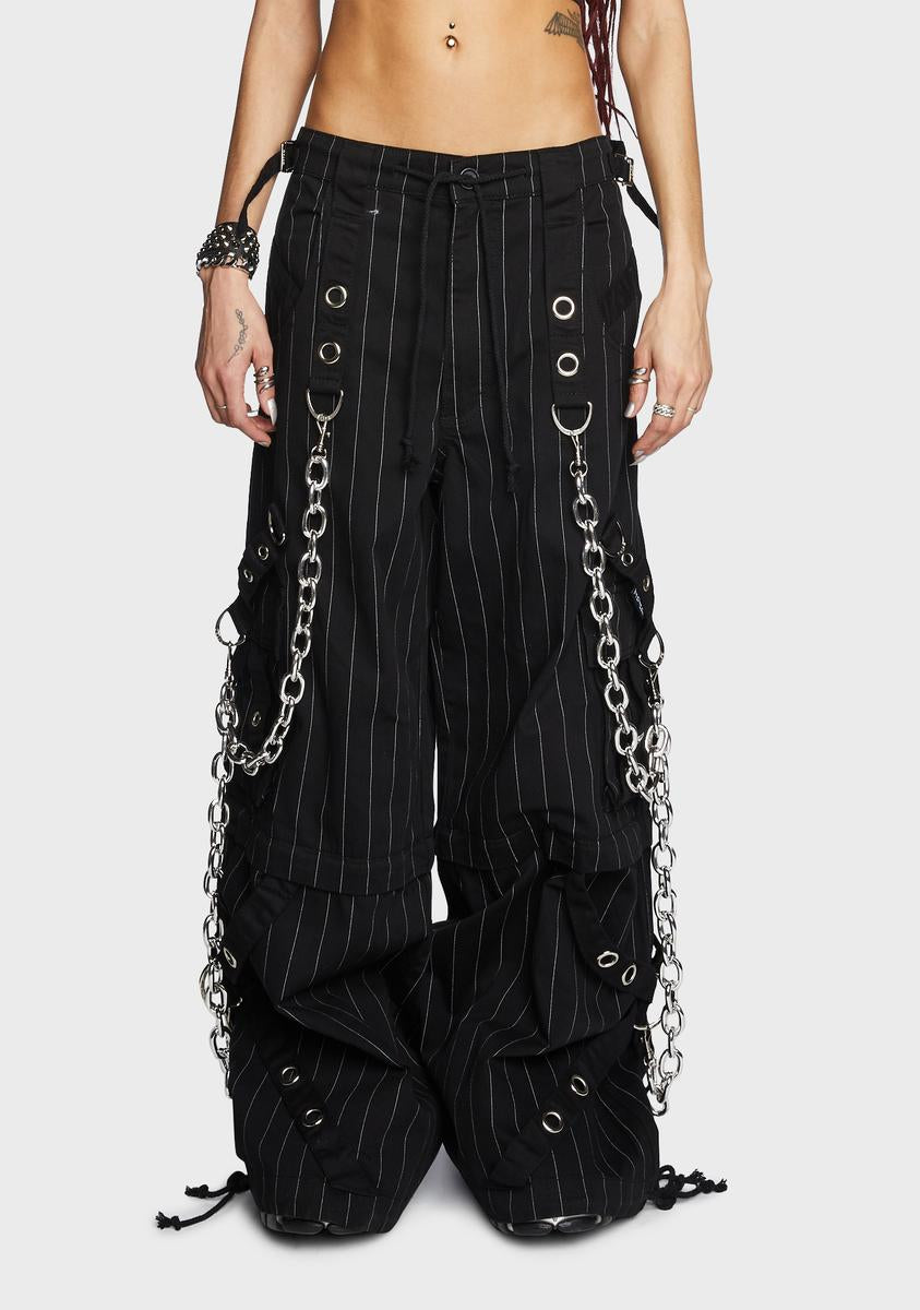 Jaded London tailored cargo trousers in black pinstripe with chain  ASOS