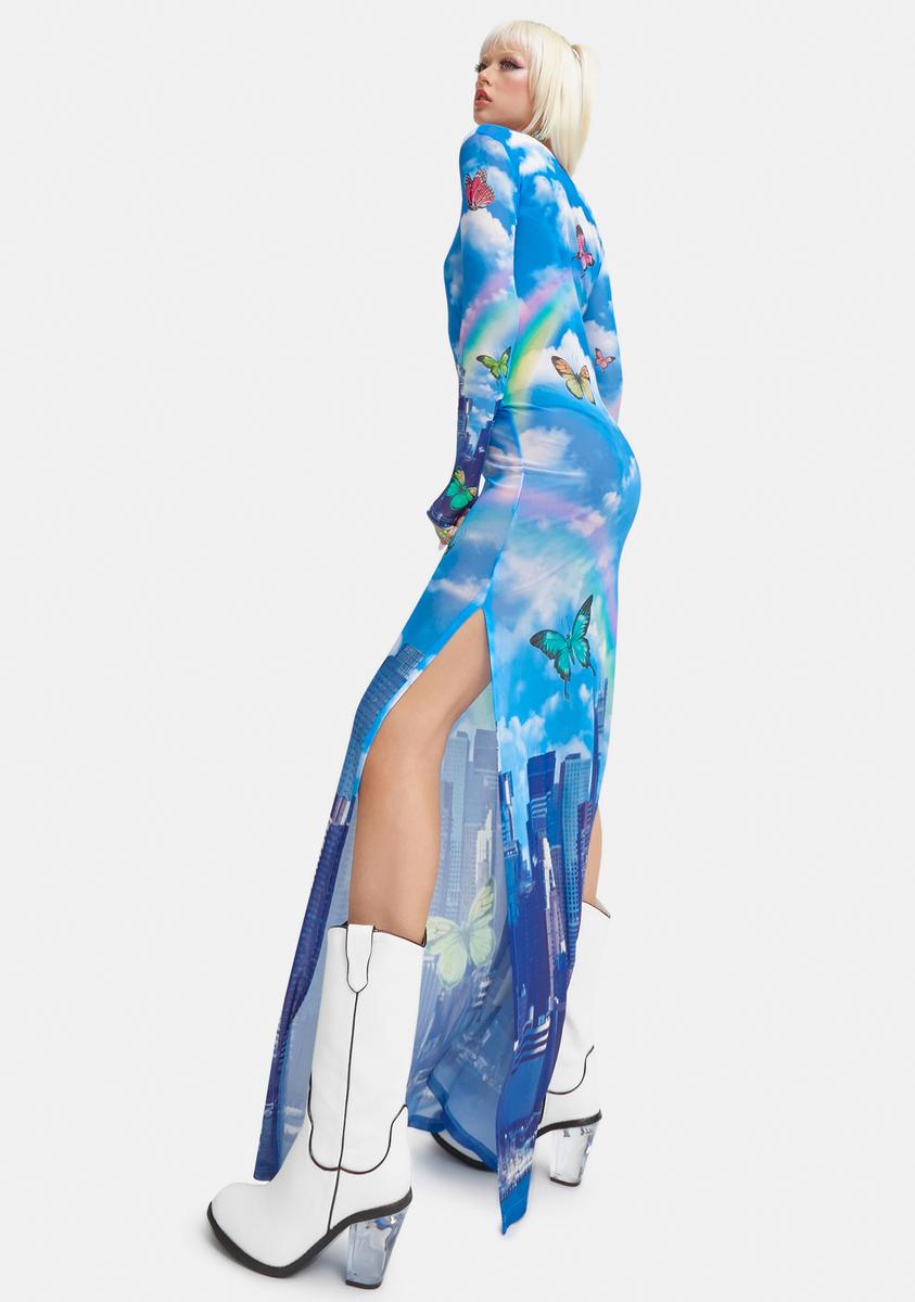 Current Mood City & Cloud Print Mesh Maxi Dress Dolls Kill Current Mood City & Cloud Print Mesh Maxi Dress Dolls Kill