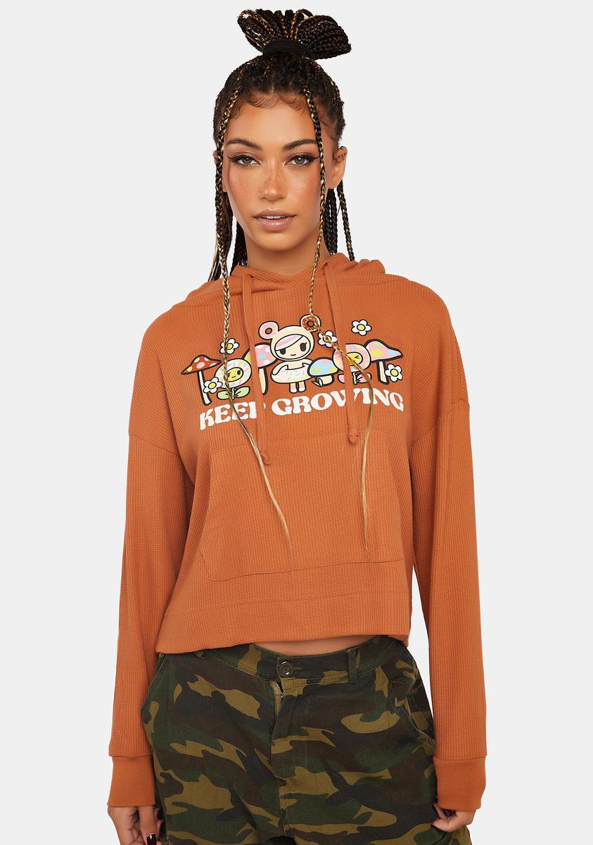 Tokidoki Mushroom Graphic Waffle Knit Hoodie - Brown – Dolls Kill