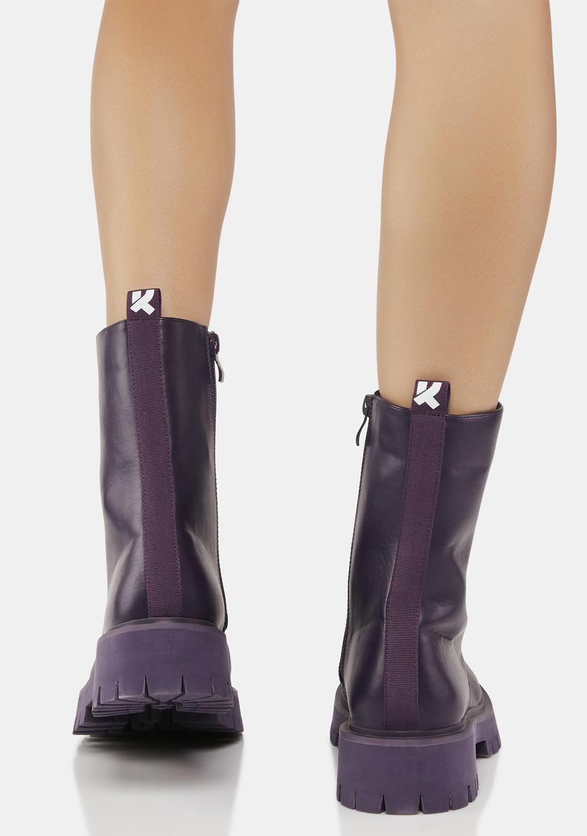 Koi Footwear Vegan Leather LaceUp Boots Purple Dolls Kill