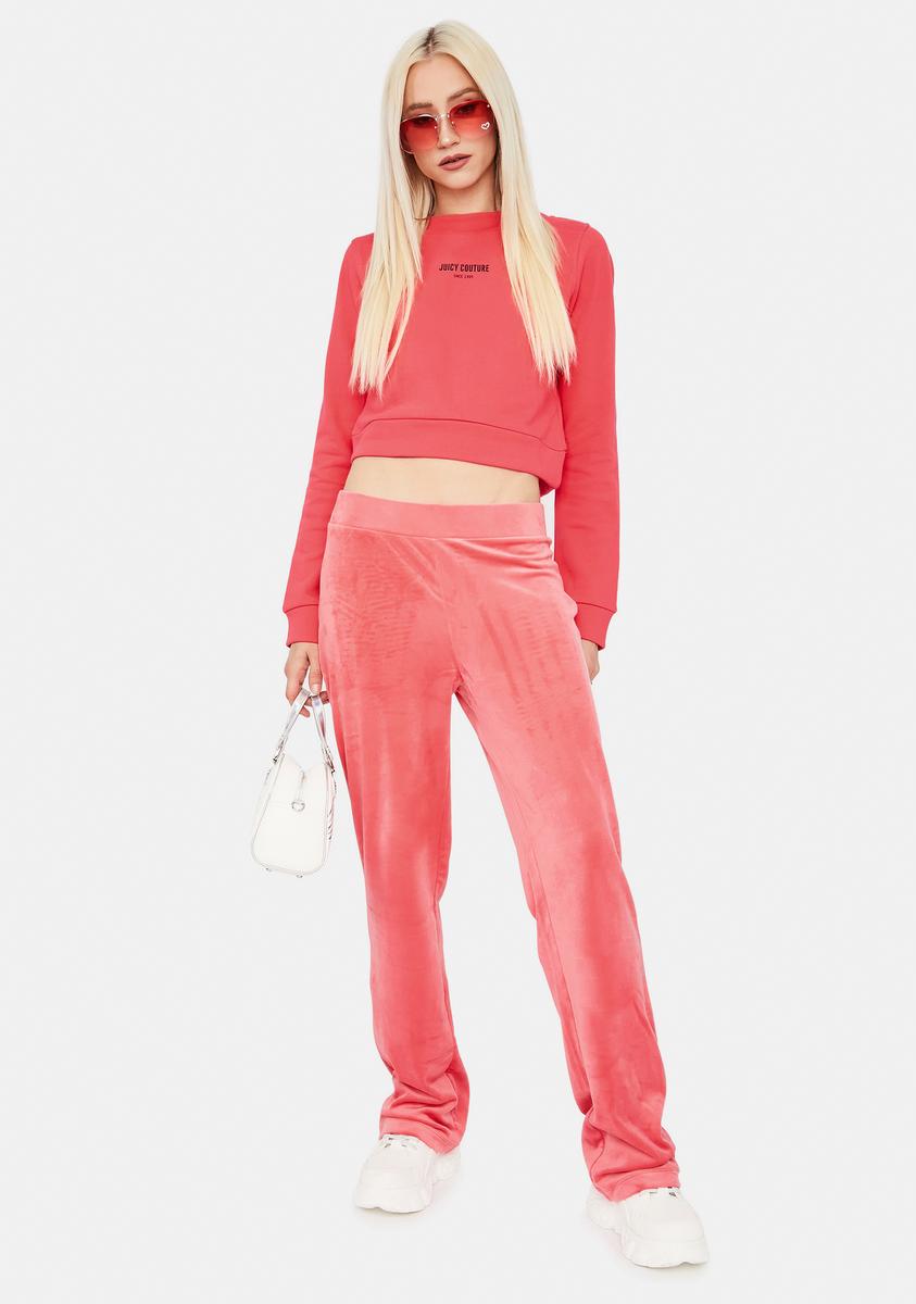JUICY COUTURE Low Rise Velour Sweatpants - Bombshell Pink – Dolls Kill