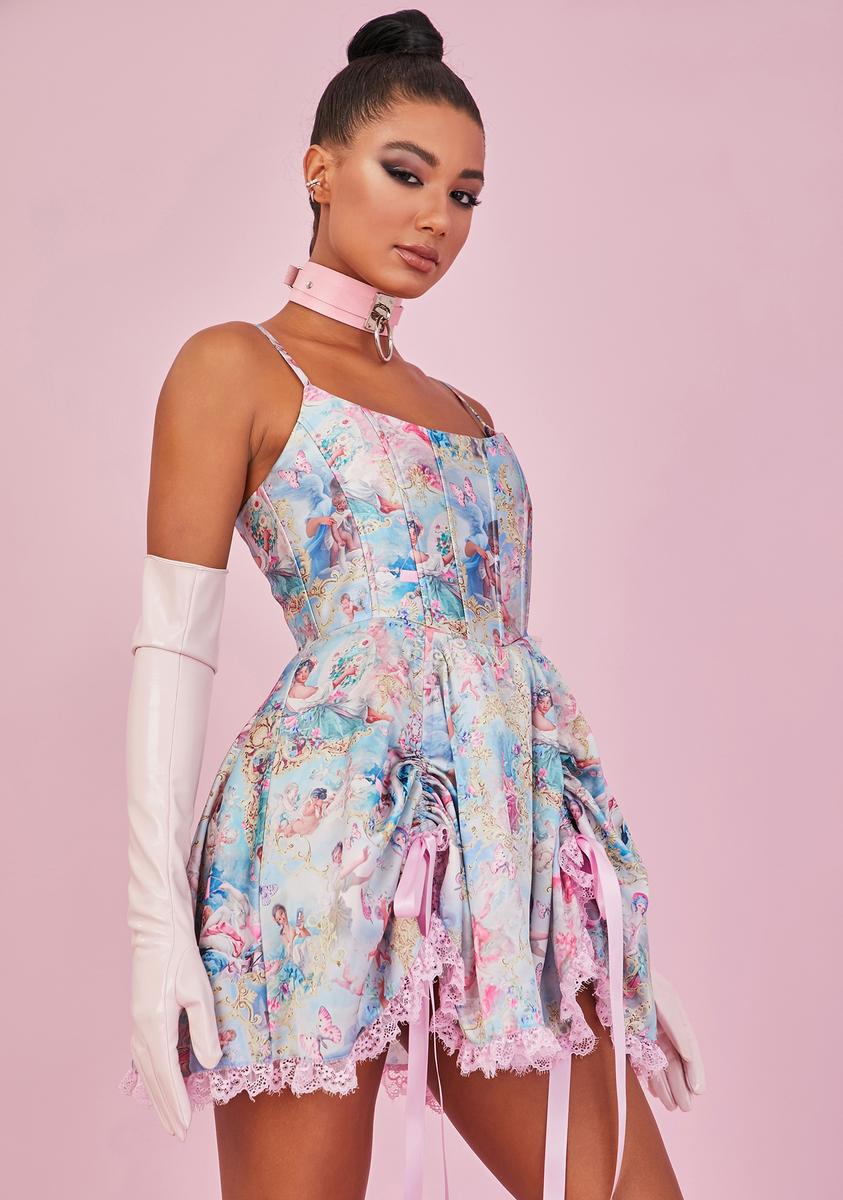 Sugar Thrillz Renaissance Ceiling Print Corset Mini Dress - Multi