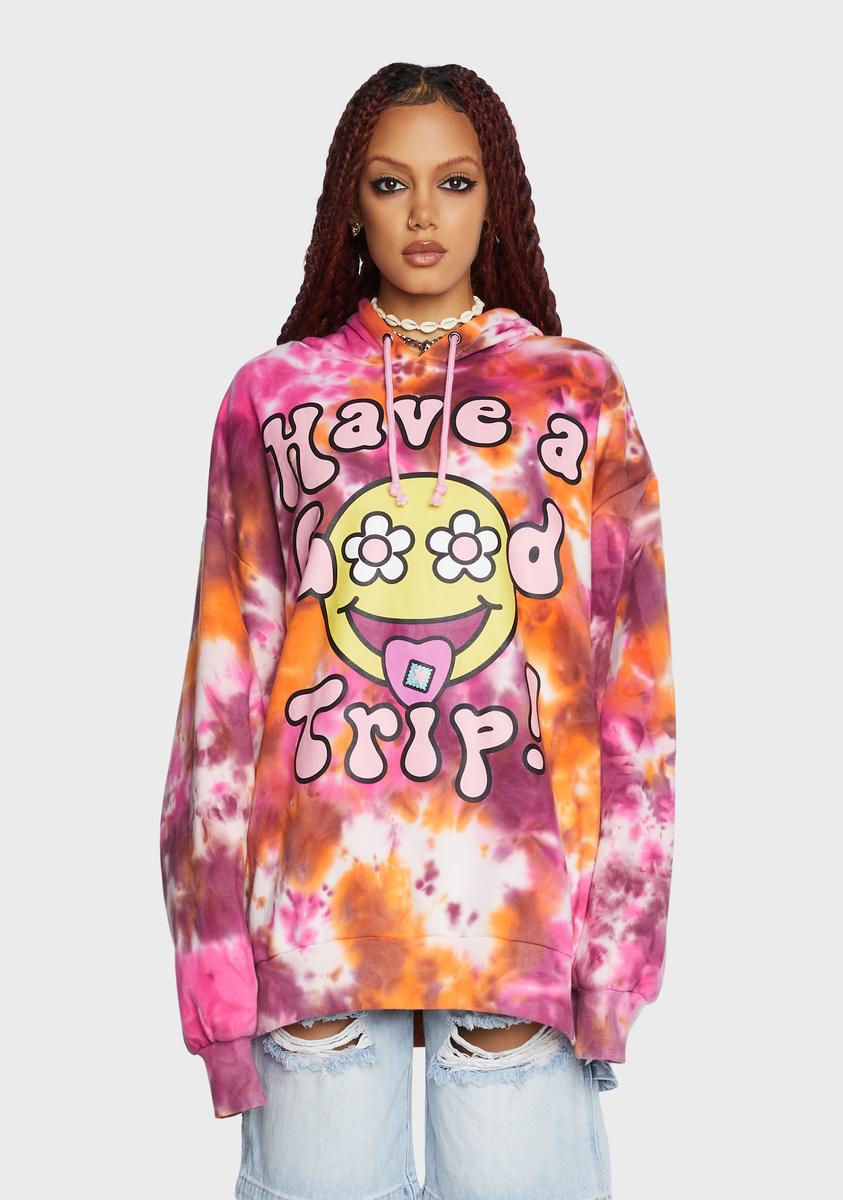 Current Mood Have A Good Trip Oversized Hoodie - Tie Dye – Dolls Kill