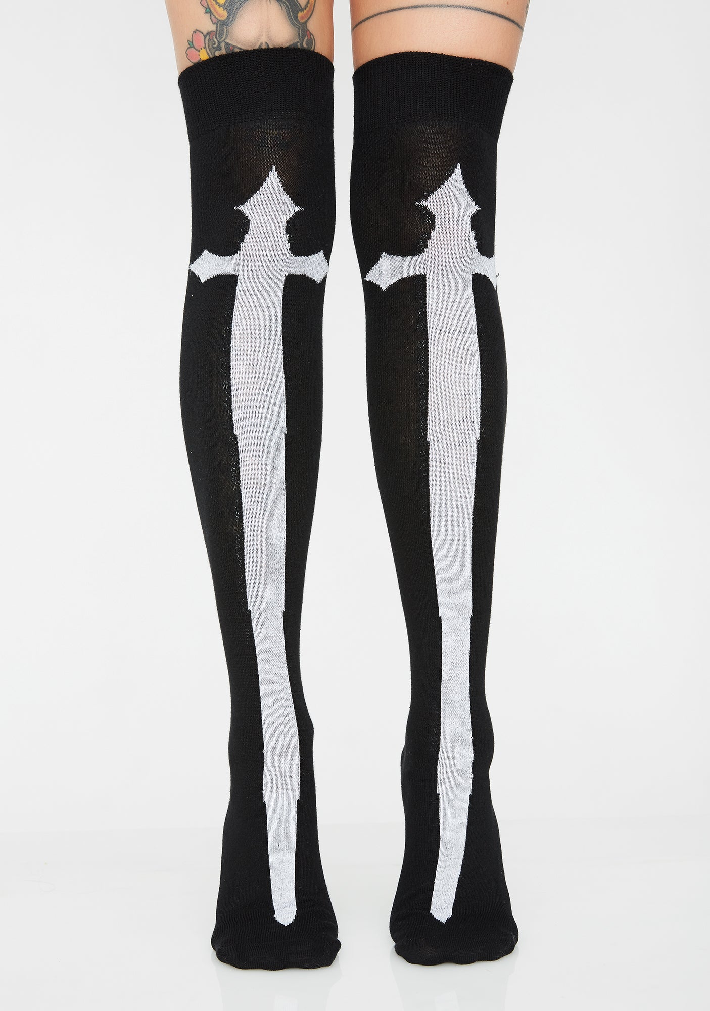 Over The Knee Cross Socks – Dolls Kill