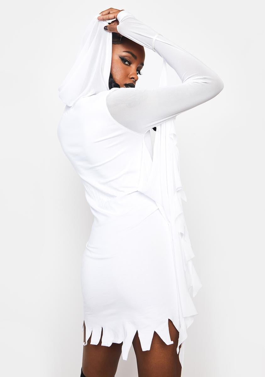 short ghostface dress Adult Ghost Face Dress Costume Lace Up Tunic Style Small Fits