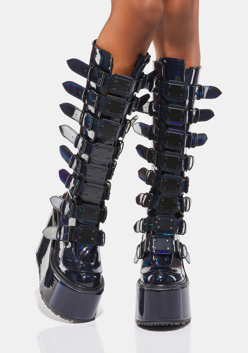 Black Holographic Patent Trinity Boots