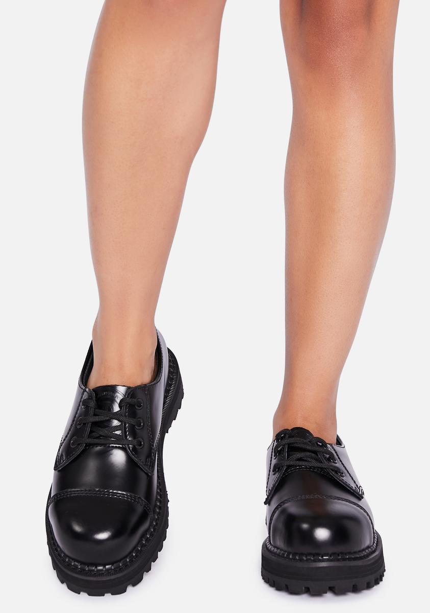 Demonia Riot-03 Oxford Shoes - Vegan Leather Black – Dolls Kill display picture 1