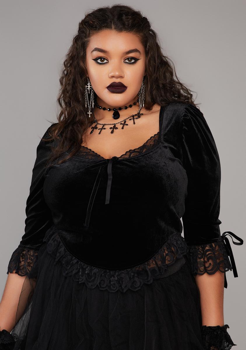 Plus Dim The Light Velvet Bustier Top Widow,New Products : American Fashion Style Bags On Sale