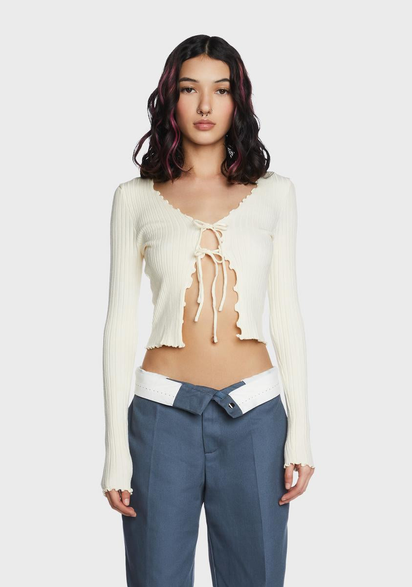 Ivory Switched Up Front Tie Top,New Products : American Fashion Style Bags On Sale Ivory Switched Up Front Tie Top,New Products : American Fashion Style Bags On Sale