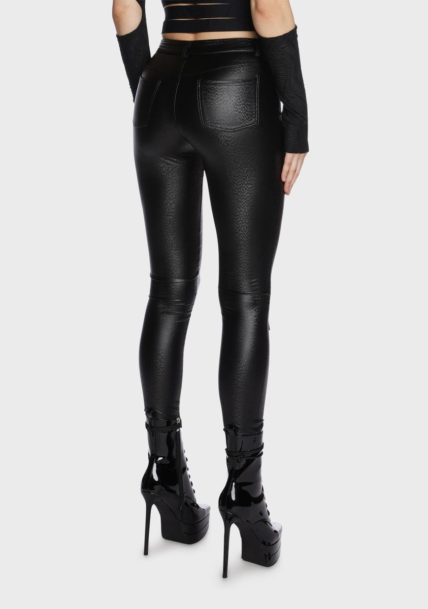 Devil Fashion Vegan Leather Cutout Pants Black Dolls Kill