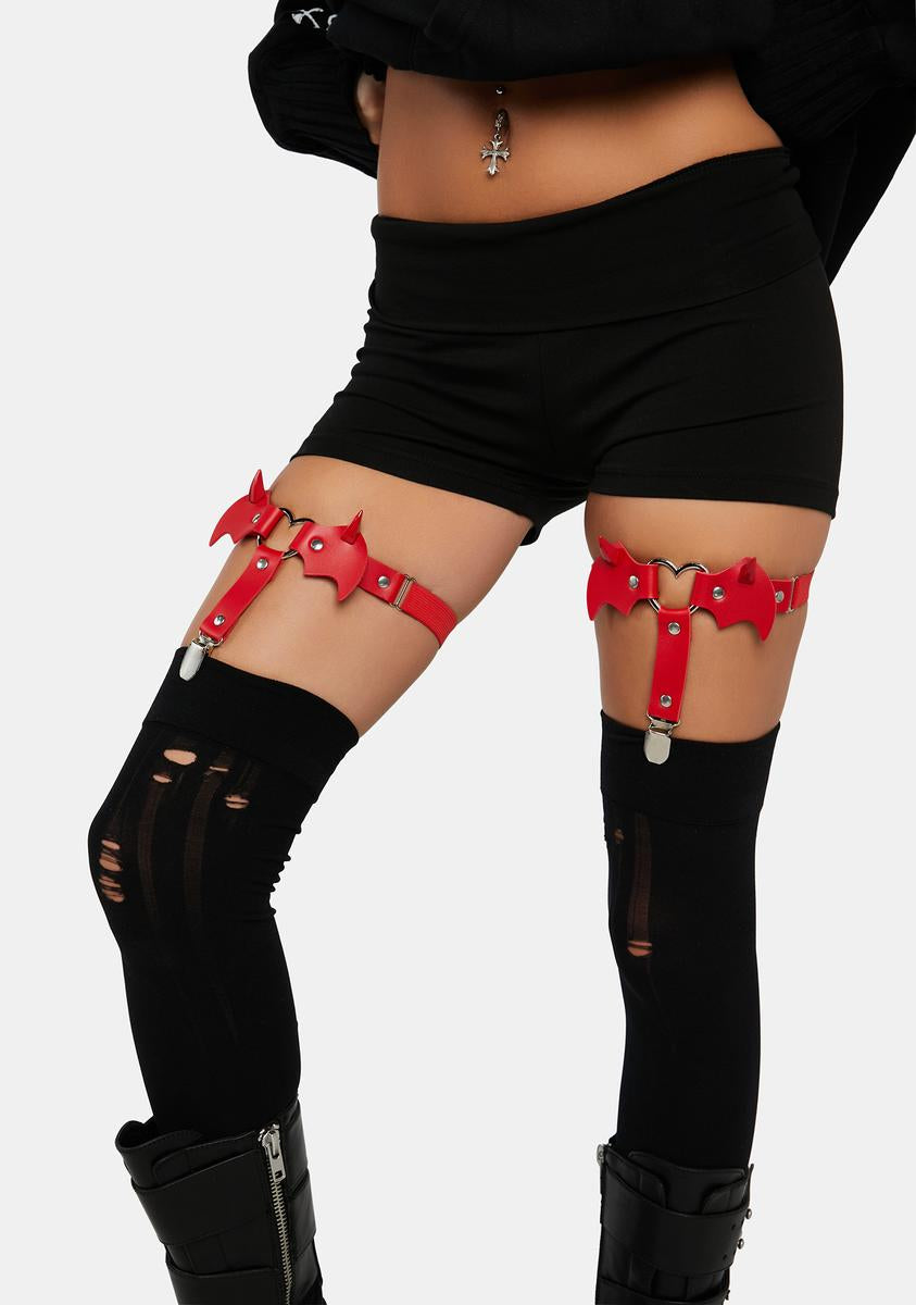 Devil Horn Leg Garter Set - Red – Dolls Kill