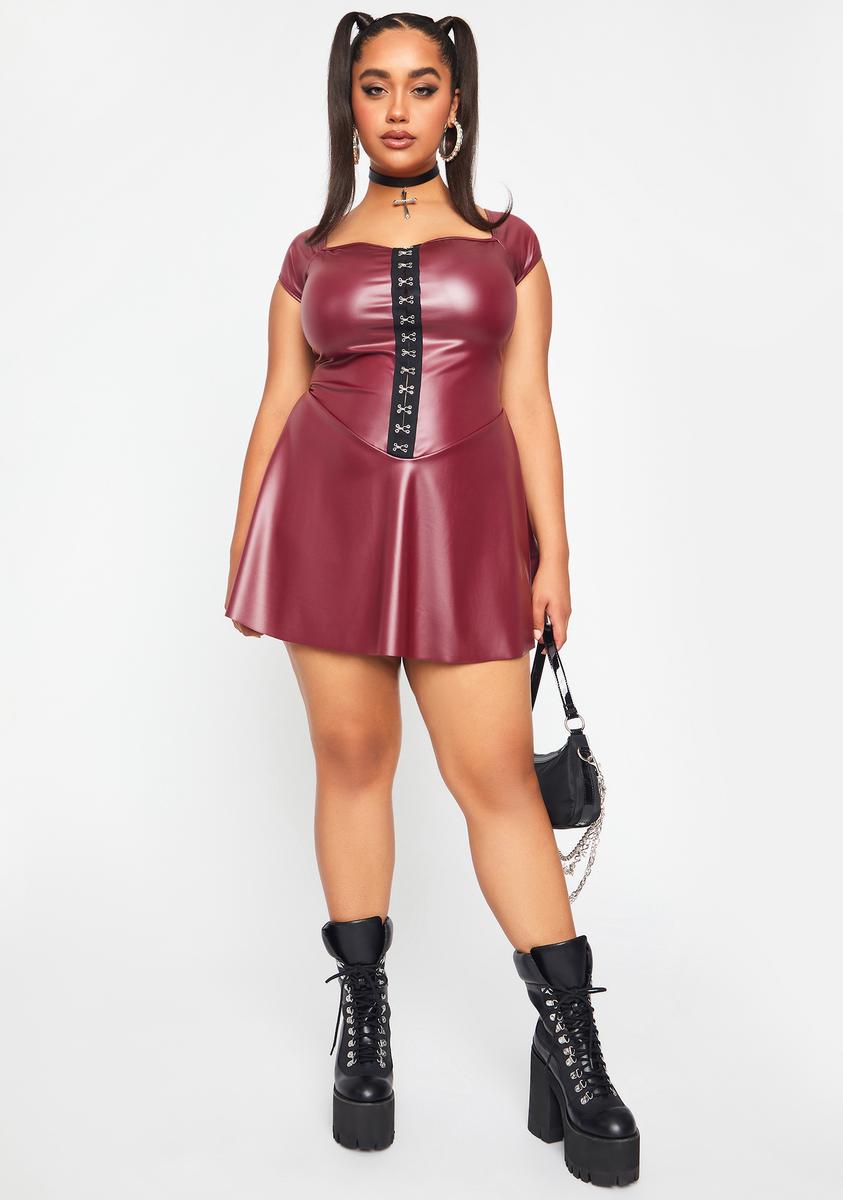 Plus Size Corset Eye and Hook Closure Fit Flare Dress