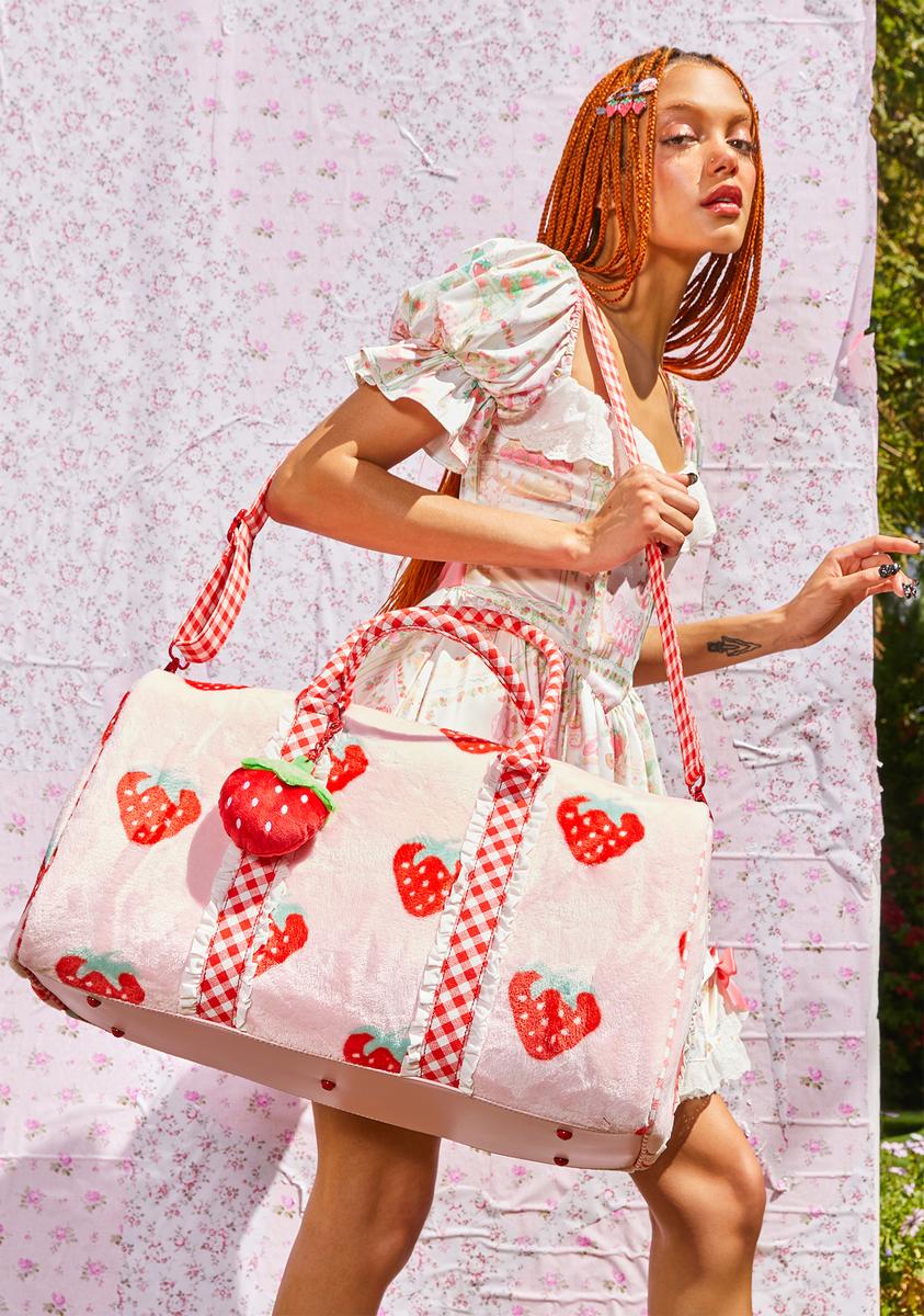 Dolls Kill X Strawberry Faux Print Weekender Bag - Pink