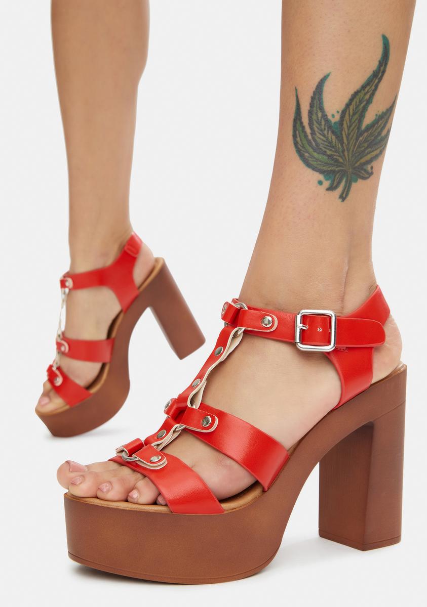 Fire Stand Ur Ground Buckle Platform Heels,Specials : American Fashion Style Bags On Sale