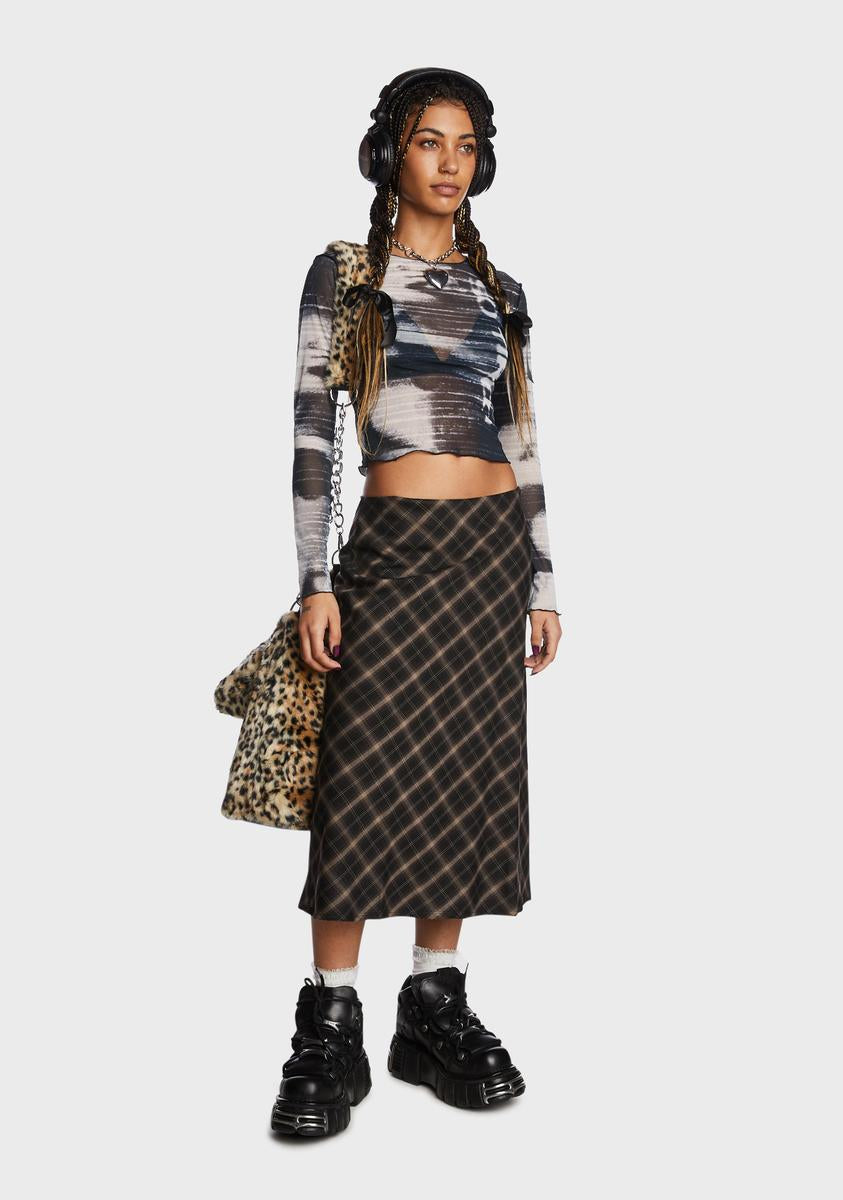 Minga Graphic Print Mesh Crop Top - Black/White – Dolls Kill