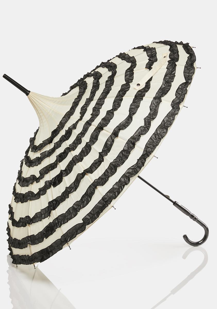Striped Ruffle Umbrella Black White Dolls Kill striped-ruffle-umbrella-black-white-dolls-kill