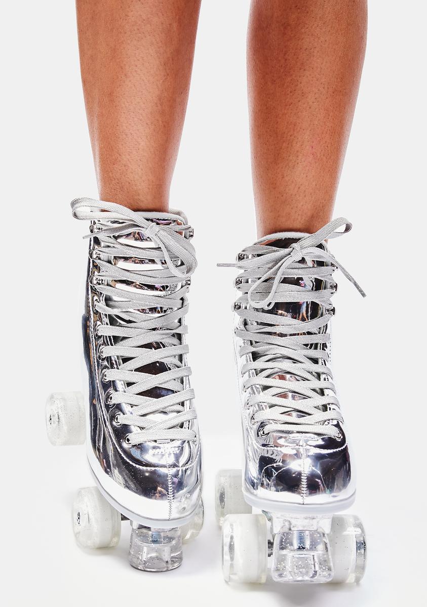 Current Mood Mirrored Metallic Roller Skates Silver Dolls Kill
