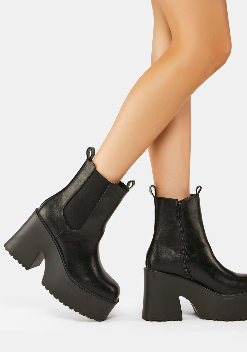 Vegan Leather Platform Chelsea Boots - Black – Dolls Kill