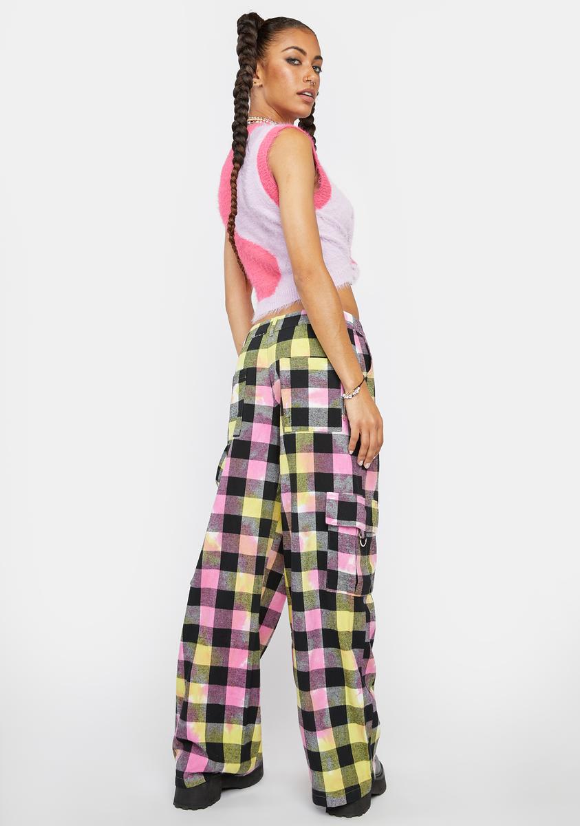 The Ragged Priest Tie Dye Plaid Cargo Pants - Multi – Dolls Kill