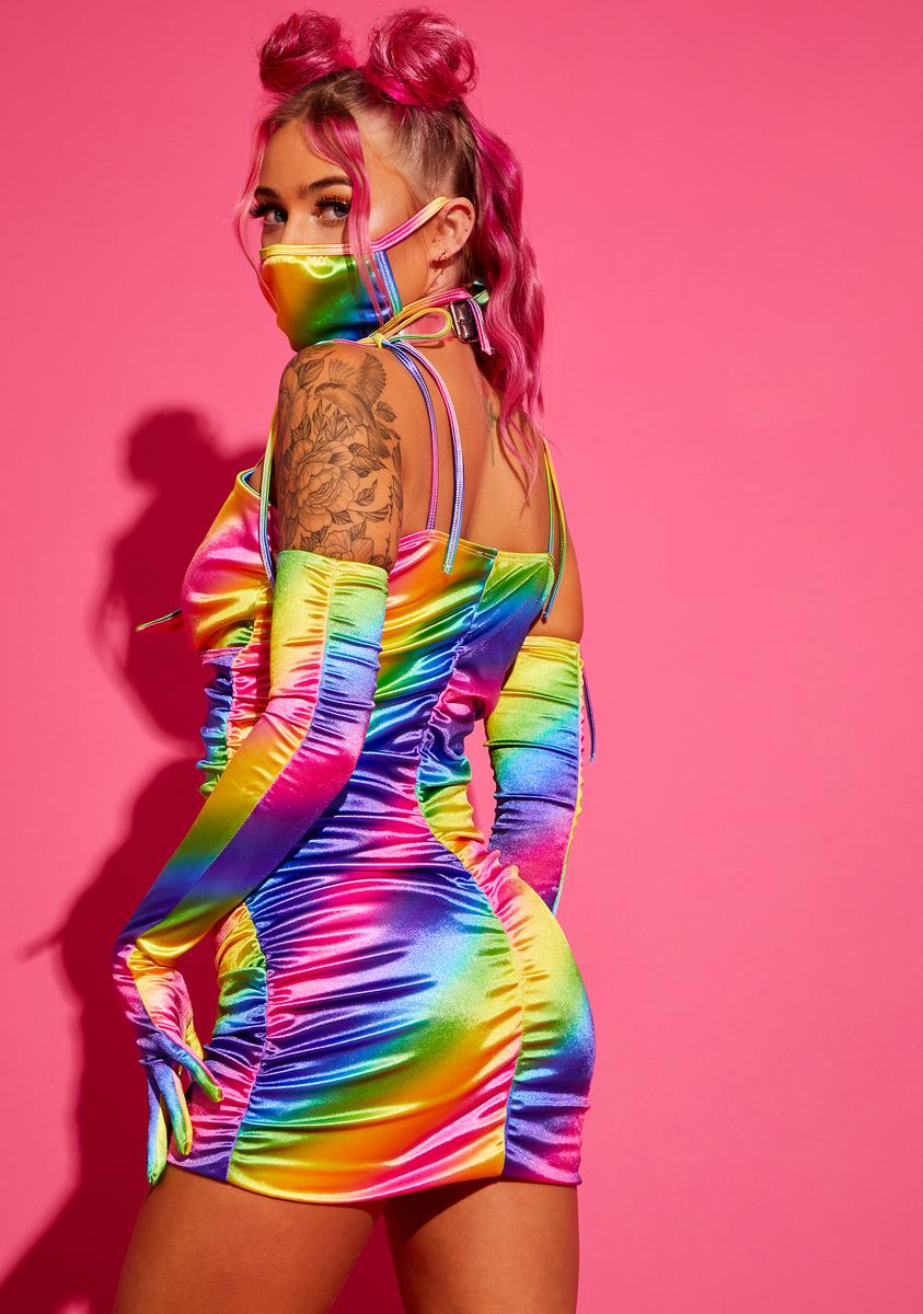 rainbow dress bodycon Bodycon Dress With Rhinestones