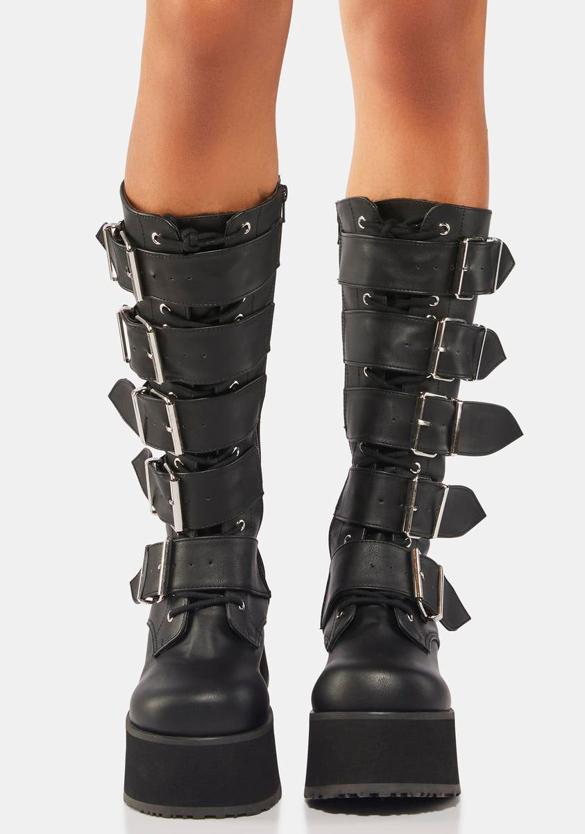 Trashville-518 Unisex Platform Knee High Boots