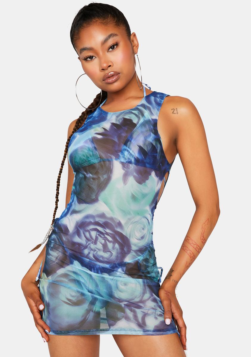 Abstract Floral Blue Ardice Cover Up Dress Motel,Specials : American Fashion Style Bags On Sale