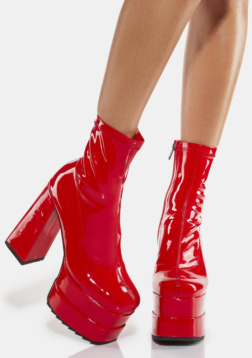Sag leninismen Ikke moderigtigt Lamoda Chunky Platform Ankle Boots - Red – Dolls Kill
