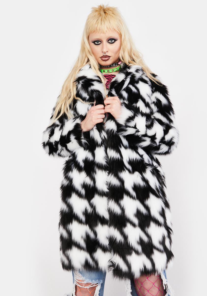 Houndstooth fur coat Clearance