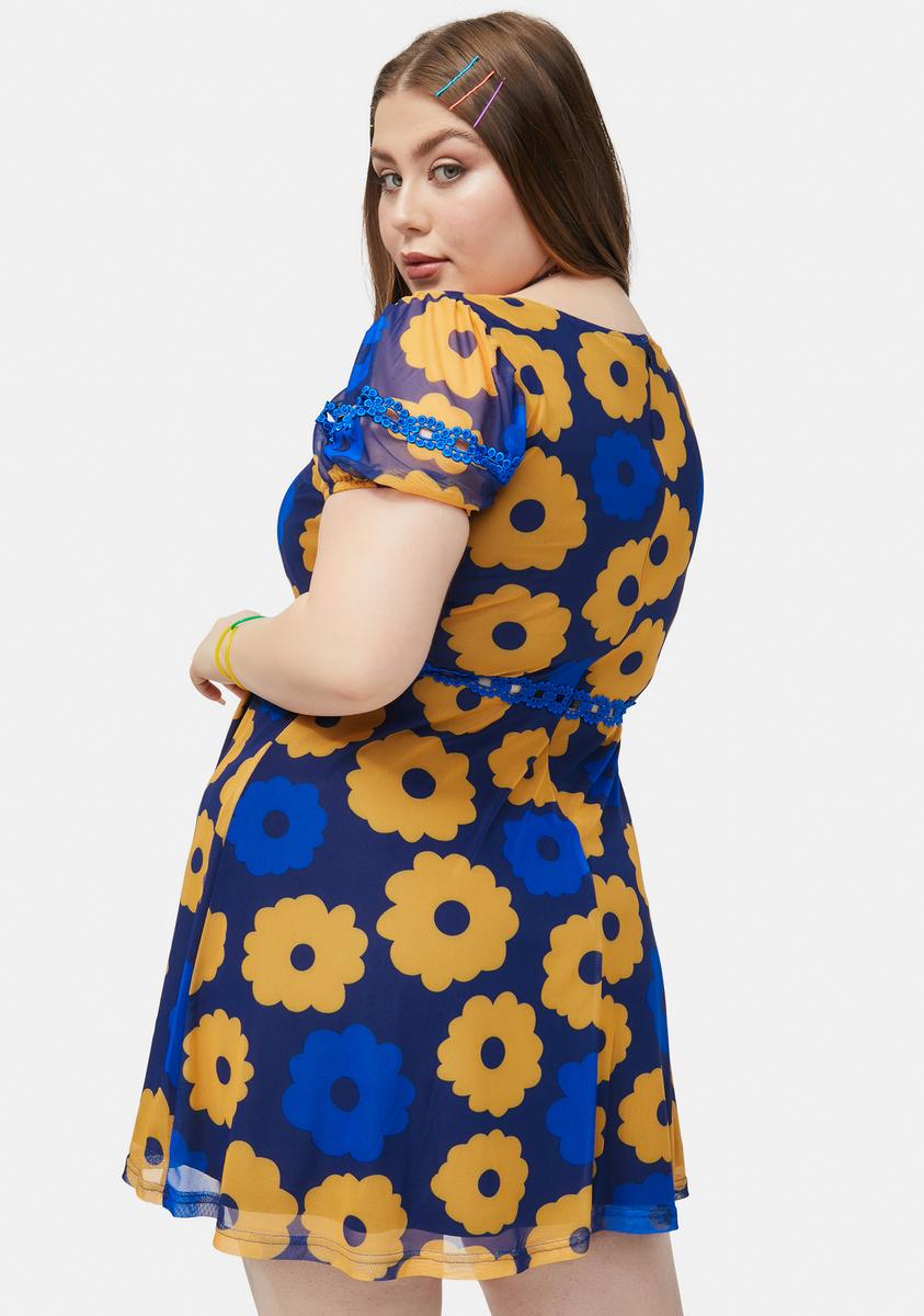 blue and yellow dress plus size Women's Smiles On Repeat Dress, Blue