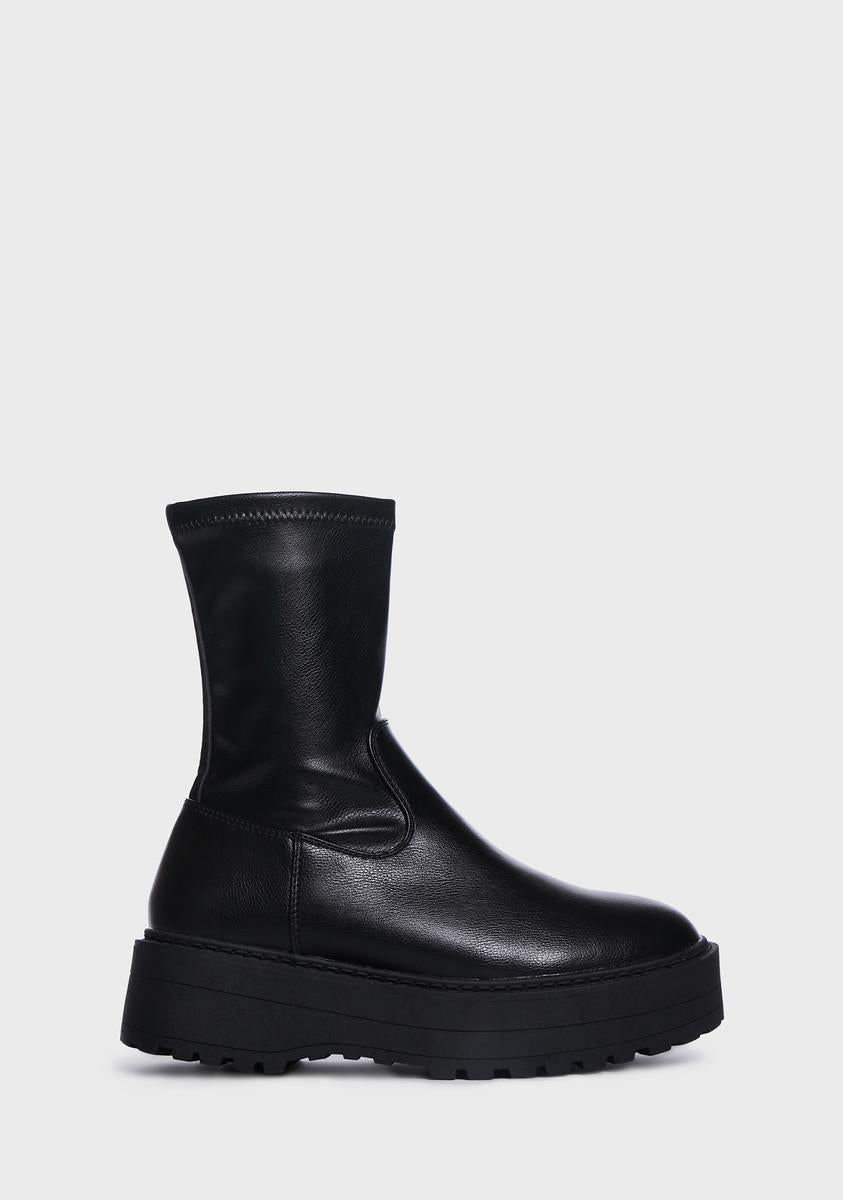 Public Desire Vegan Leather Platform Sock Boots - Black – Dolls Kill