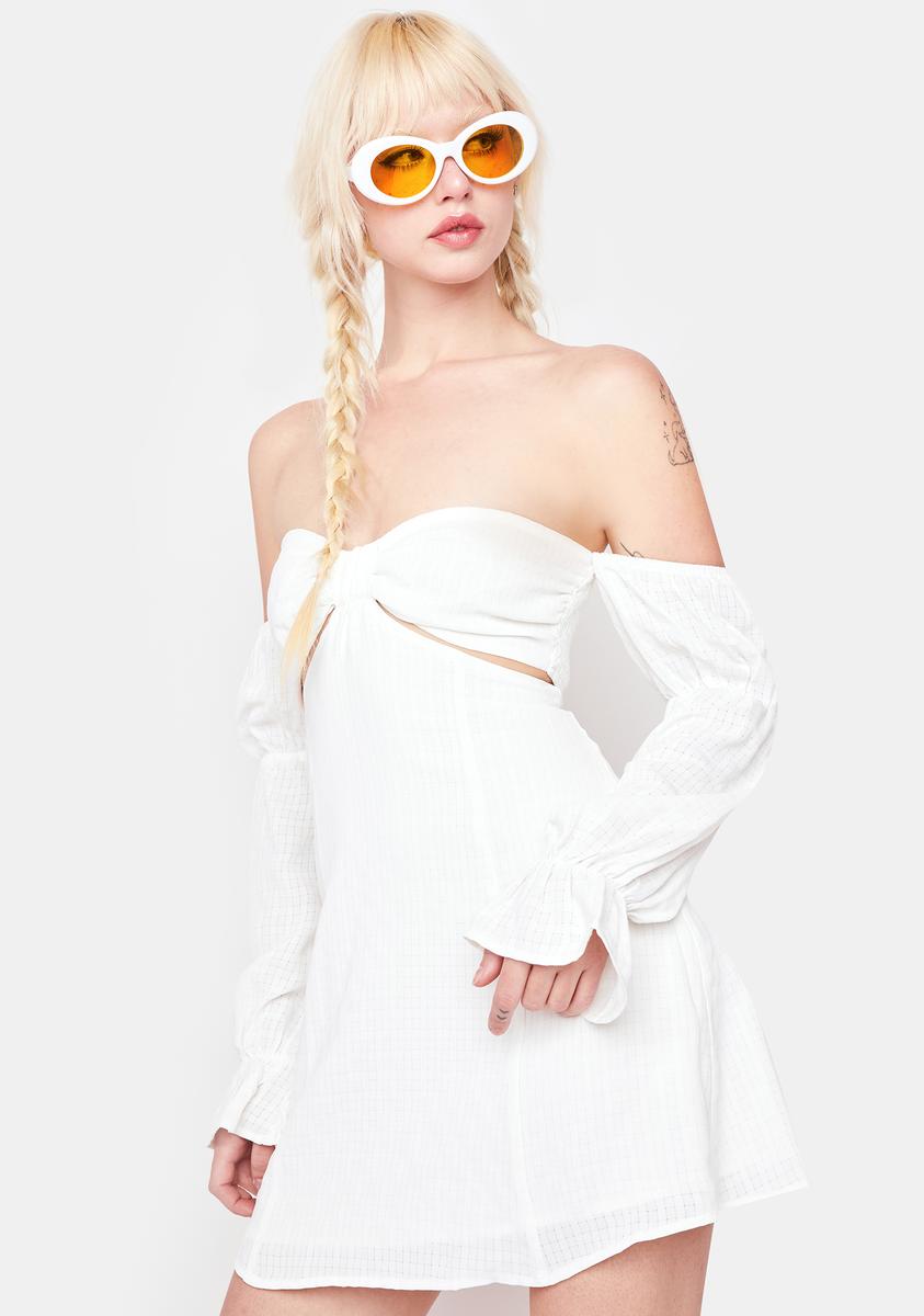 Sweeheart Off The Shoulder Ruffle Long Sleeve Mini Dress