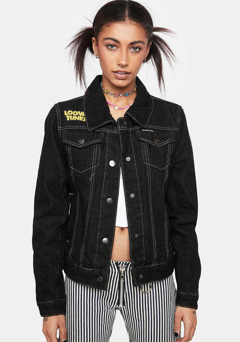 Members Only Women's Looney Tunes Denim Trucker Jacket