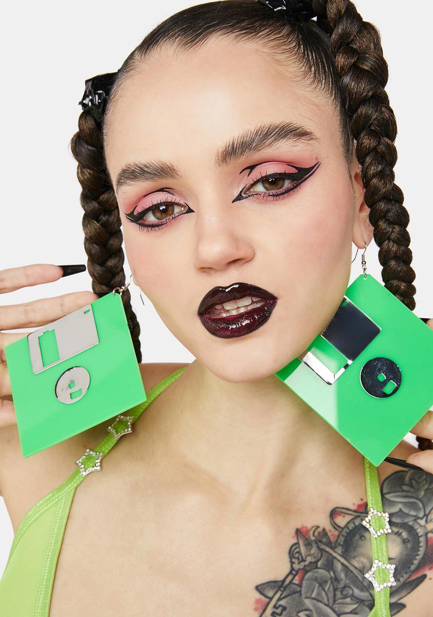 Floppy Disk Earrings Green Dolls Kill