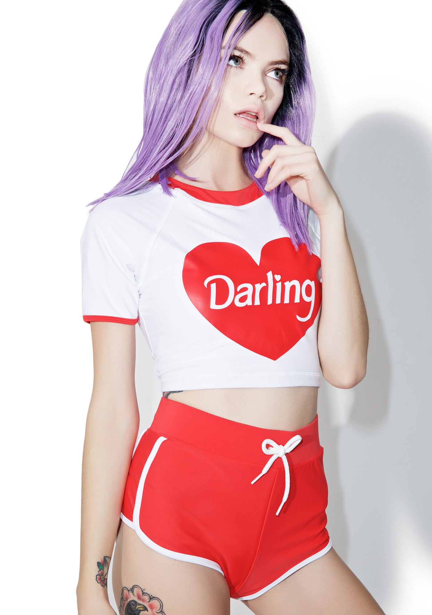 Darling Heart Print Crop Set – Dolls Kill