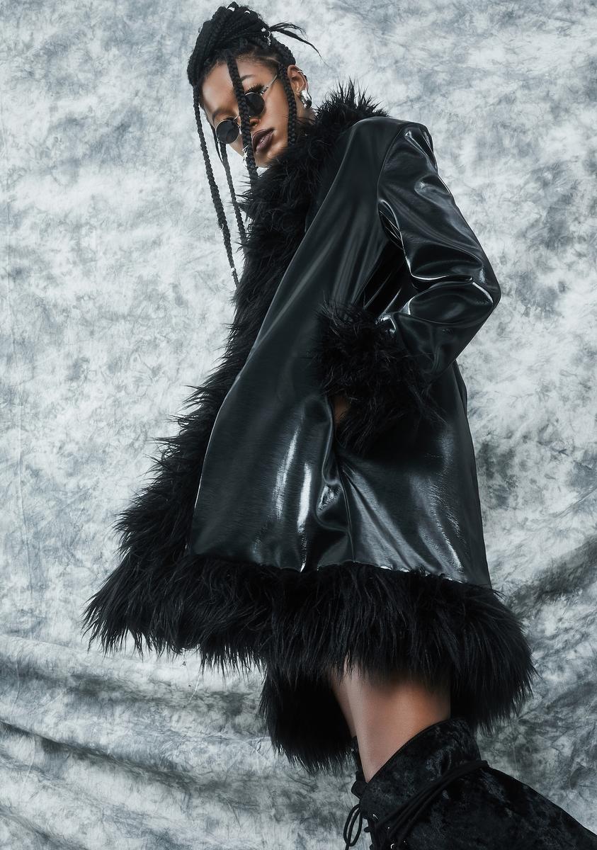 Black and grey fur coat deals