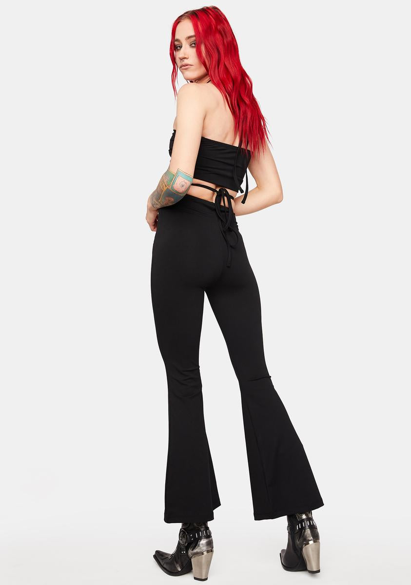 BADEE High-Waisted Chain V-String Cropped Flare Bootcut