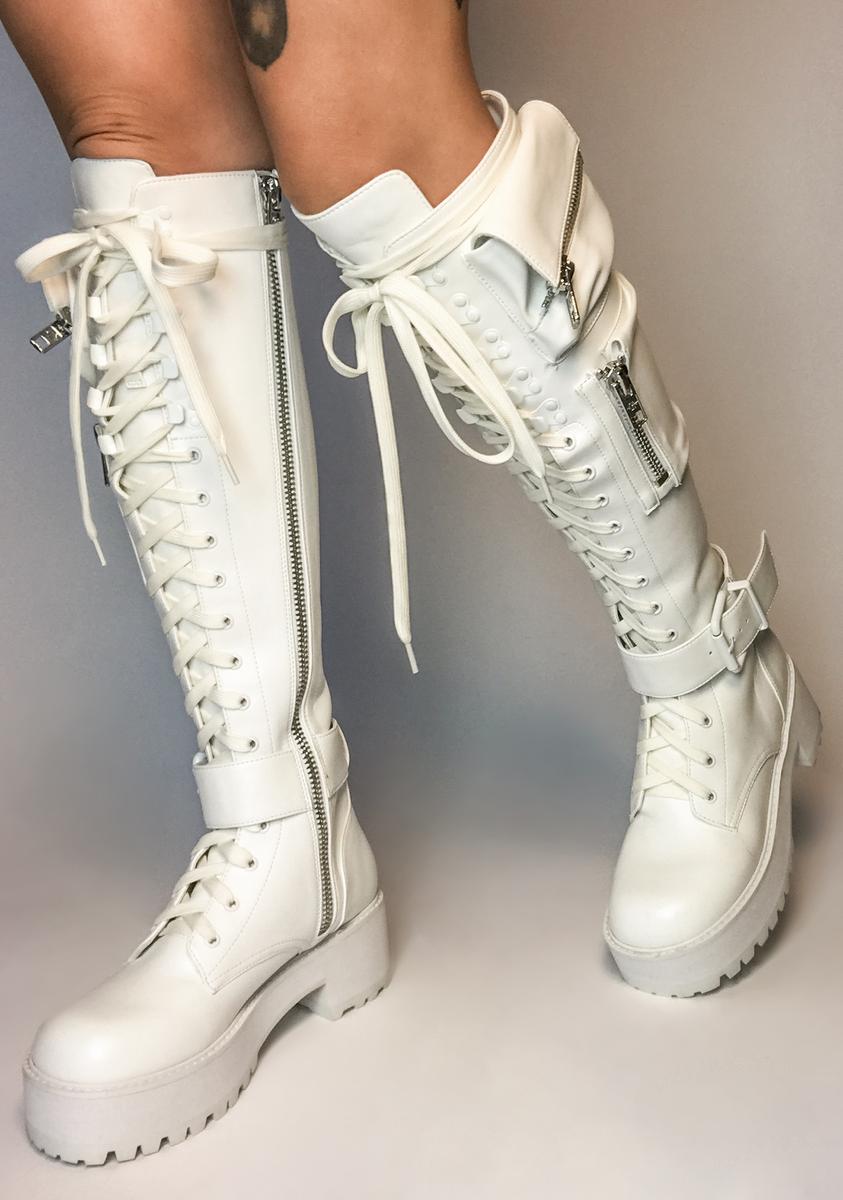 White Combat Boots